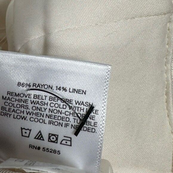 Express Linen Cream High Rise Tapered Ankle Pants Size 14 - Picture 7 of 8